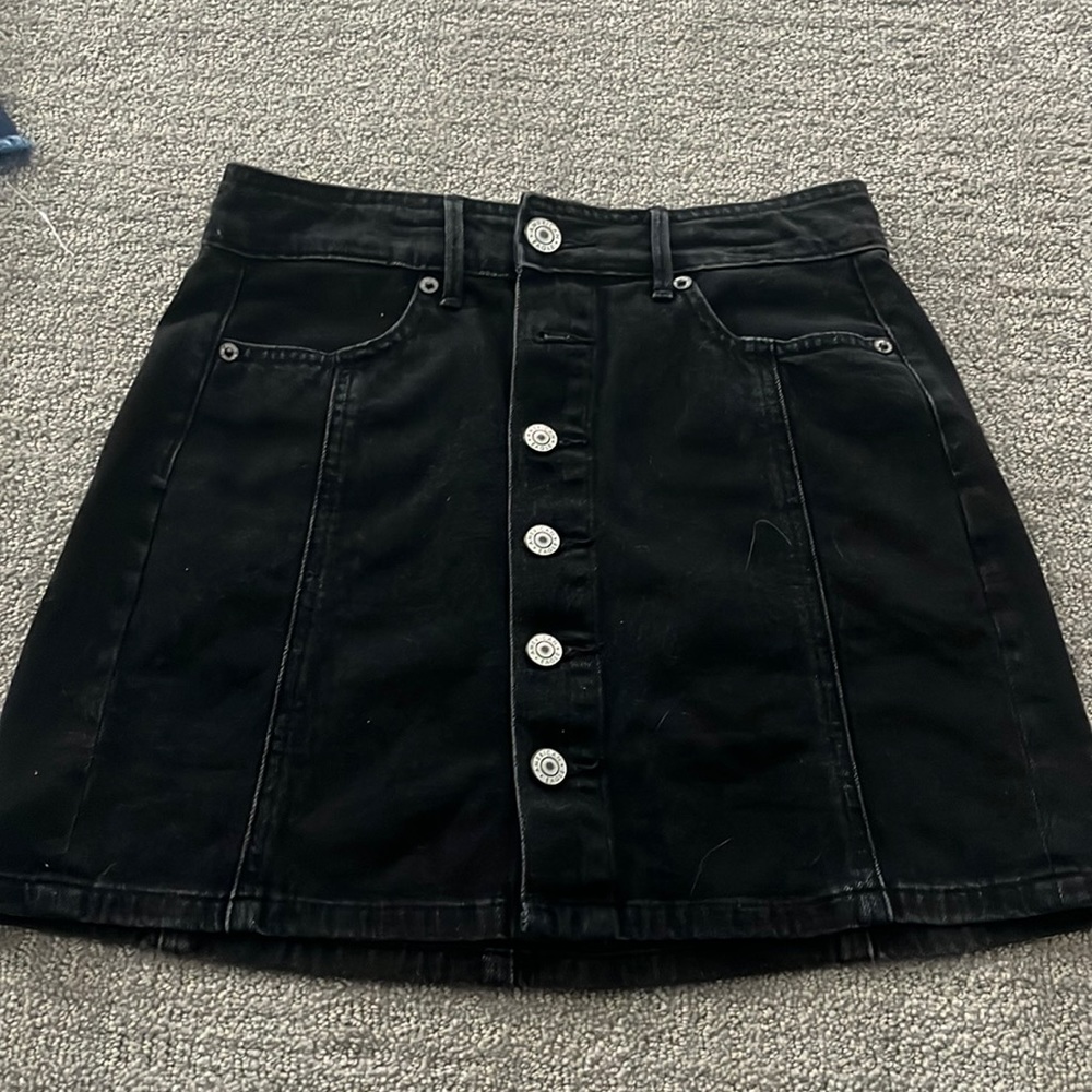 American eagle black jean skirt size 0
